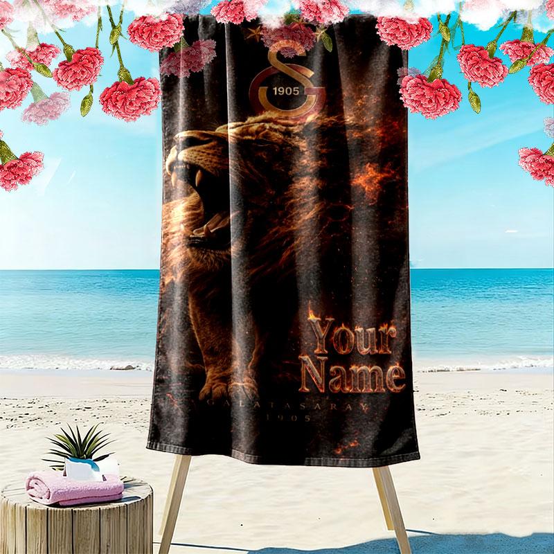 Galatasaray S Custom Name Print Beach Towel, Large Soft Quick Dry Towel for Beach Camping Swimming