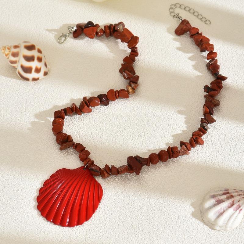 Bohemian Necklace Niche Design Pendant Shell Jewelry Colored Gravel Necklace Women's Ocean Necklace