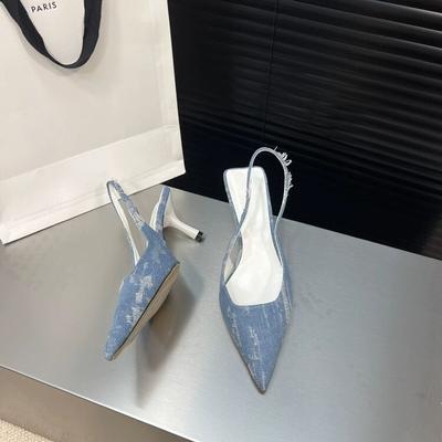 Fashion 2024 Summer New Brand Women's Slingback Shoes Pointed Toe Slip On Sandals for Women Thin High Heel Ladies Elegant Pumps Shoes