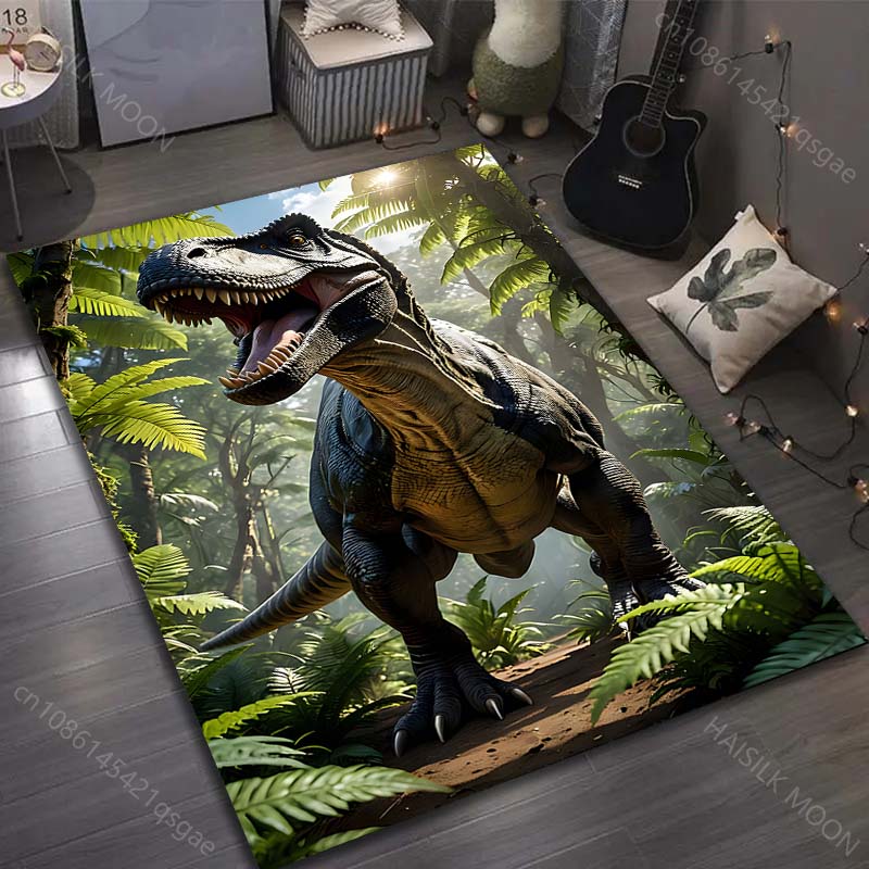 שטיח הדפסת טירנוזאורוס יער HD לחדר שינה סלון ליד המיטה ספה מחצלת רצפה עיצוב בית מודרני שטיח אזור גודל גדול