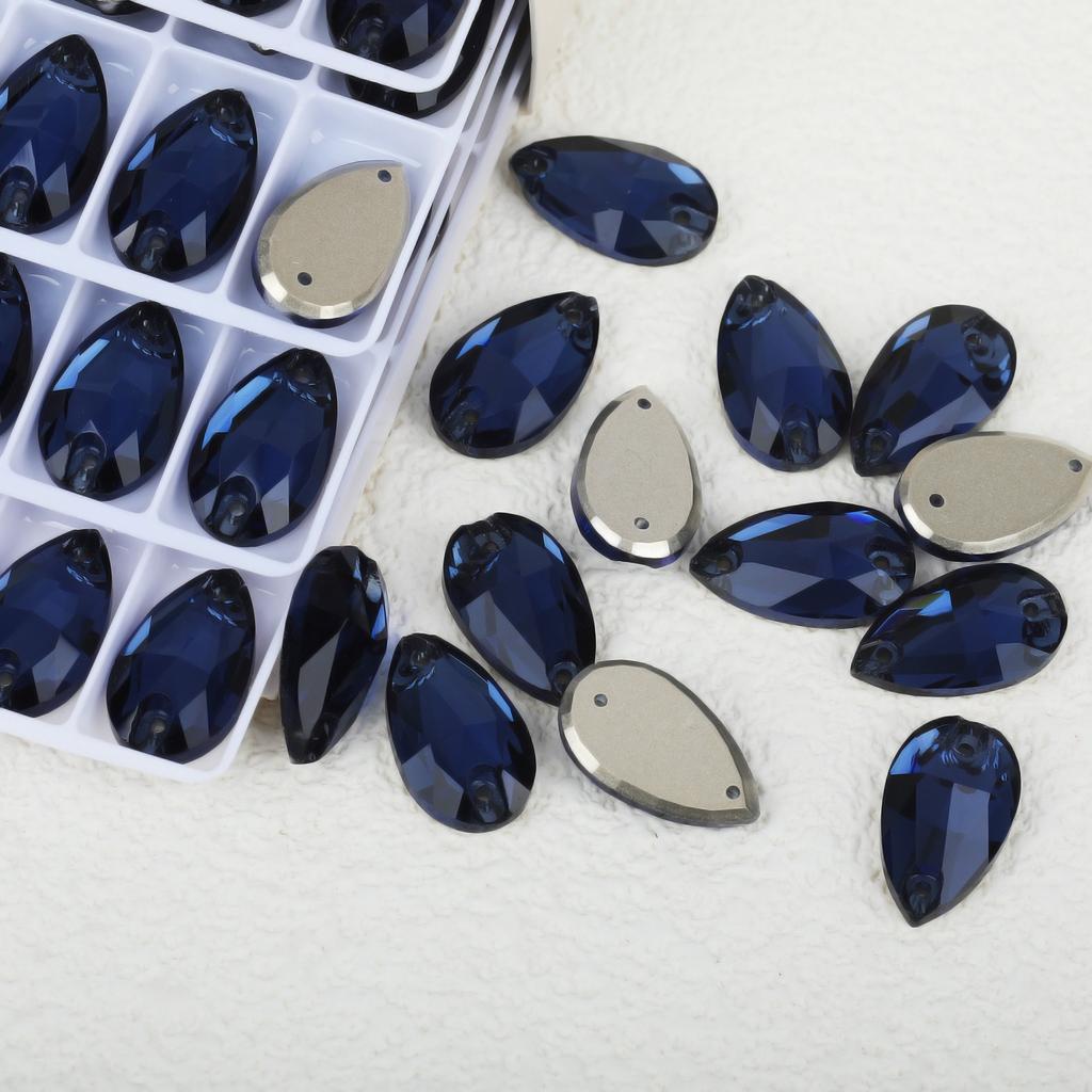 K9 Weichen Glass Boutique Hand-Sewn Drill Flat Bottom Double Hole Water Drop Flat Buckle Ab Special-Shaped Colored Diamond Diy/Double Hole Gem Drill