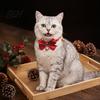 Christmas Pet Accessories Bow Collar, Adjustable Cat Collar with And Bell, Safety Buckle Plaid Print for Cats, Small Dogs, Holiday Wear Bell