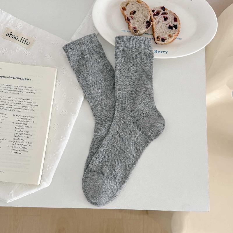 Spring and Summer Lightweight Children's Mid-Calf Pure Cotton Socks with Vintage Dark Patterns and Layered Design - Breathable Socks