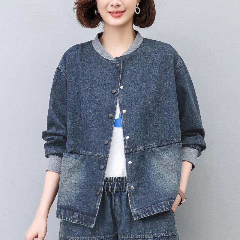Women's Spring Denim Jacket 2025 - Loose Plus Size Baseball Style