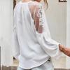 Women's Chiffon Blouse Unique Transparent Lace Floral Embroidery Cloth Fashion Top
