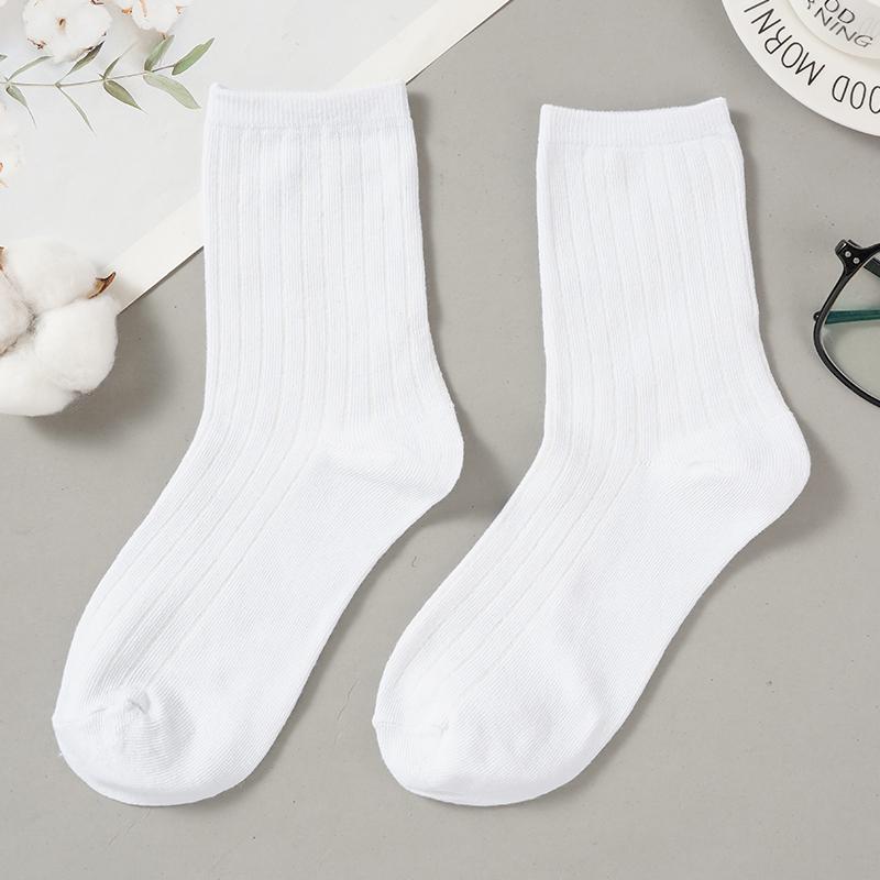 

Мужские хлопковые носки в вертикальную полоску, высококачественные мужские носки до середины икры, дышащие, деловые, спортивные носки One size белый