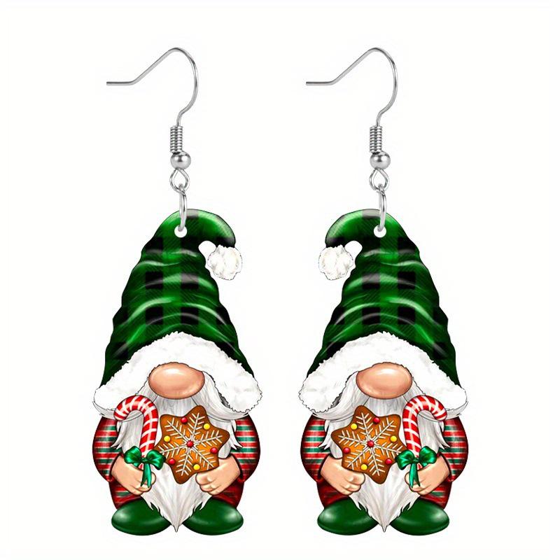 Christmas Gnome Acrylic Earring Set - 4-Piece, Unique and Fun Holiday Fashion Accessories