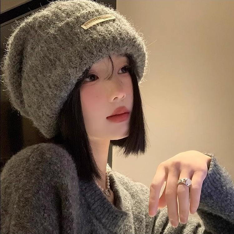 Cat ears wool hat women's autumn and winter new warm cute knitted hat thickened versatile cold hat