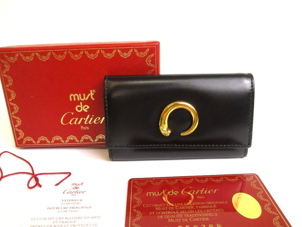 Authentic Cartier Panthere de Cartier Black Leather 6 Pics Key Chain #a803  Refurbished