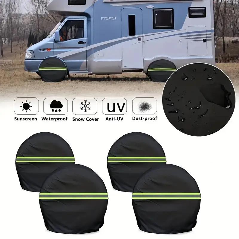 2PC RV Car Tire Protectors Universal With Reflective Strips Better Protection Waterproof Lighting Conditions