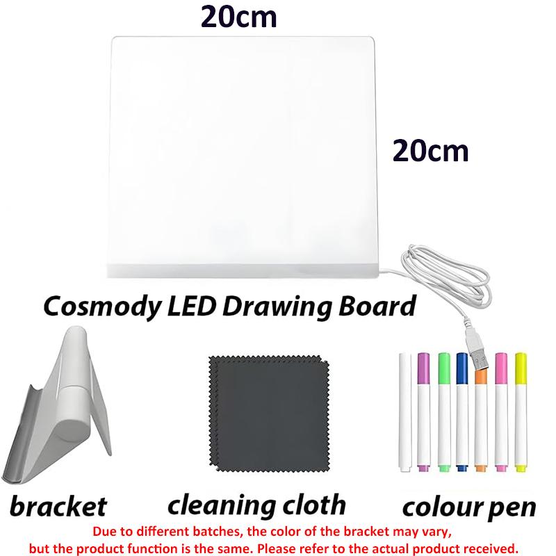 LED Light-Up Acrylic Message Board Erasable USB Drawing Board Birthday Gift Bar Advertising for Creative Activities with Stand