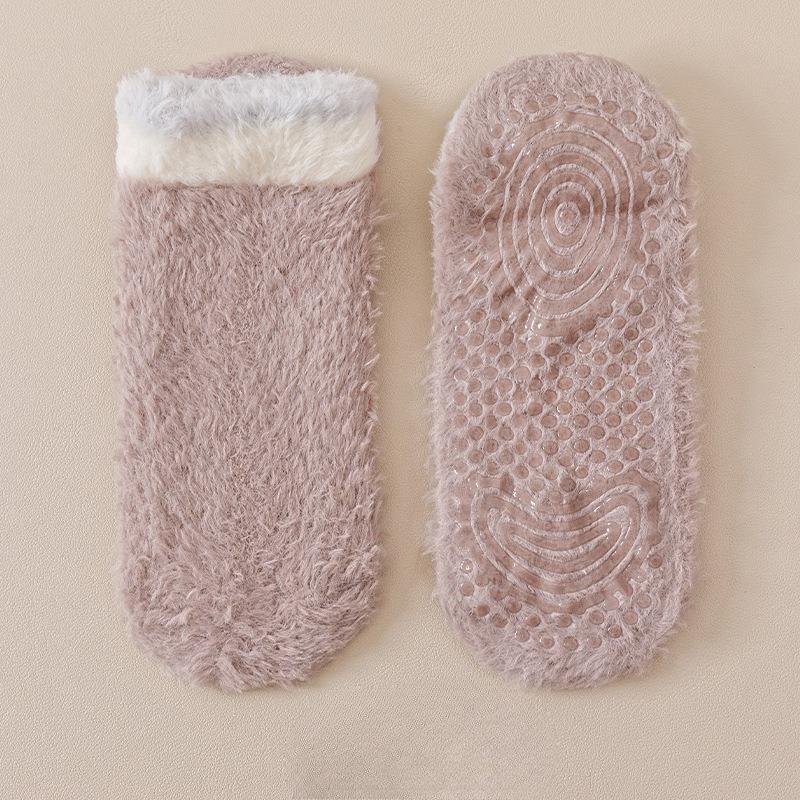 Winter and Autumn Thick and Warm Floor Socks - Synthetic Felt Short Sleeve Anti-Slip Socks In Colorful Design - Non-Fluffy and Suitable for Sleeping