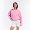 Felpa da Donna con Scollo a Polo a Manica Lunga Vestibilità Larga Streetwear Colore Unico Pullover con Mezza Zip