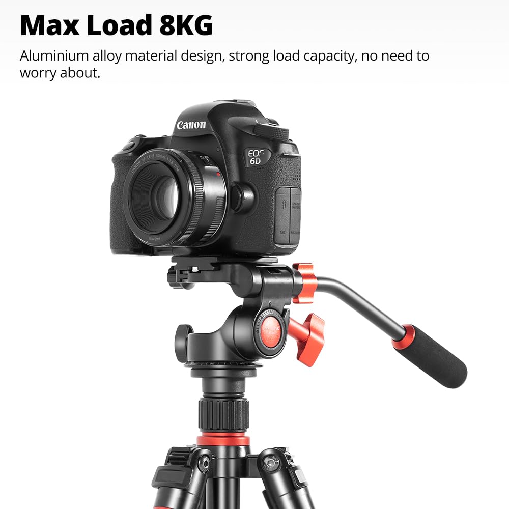 AMBITFUL GM02 Tripod Fluid Rotation Metal Head with QR Leveling for Compact DSLR Supports Up To Head, 360° Adjustable, Arca-Type Plate, Bi-Directional