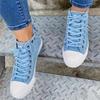 Fashion 2025 New Women Canvas Shoes Retro Lace Skull Light Blue Retro Denim High Top Sneakers Classic Metal Decoration Casual Zapatillas