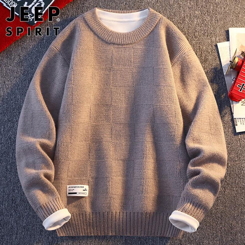 

JEEP SPIRIT Men s Winter Warm Plaid Crew Neck Knitted Sweater XL