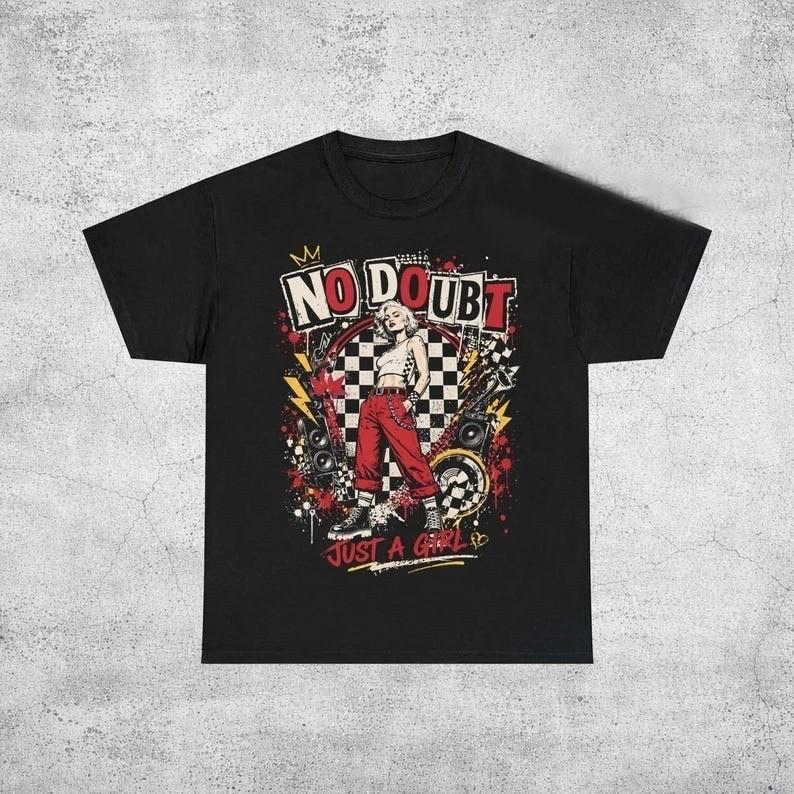 Vintage No Doubt Band Shirt, Gwen Stefani Retro 90s Rock Tee, Reprint XL