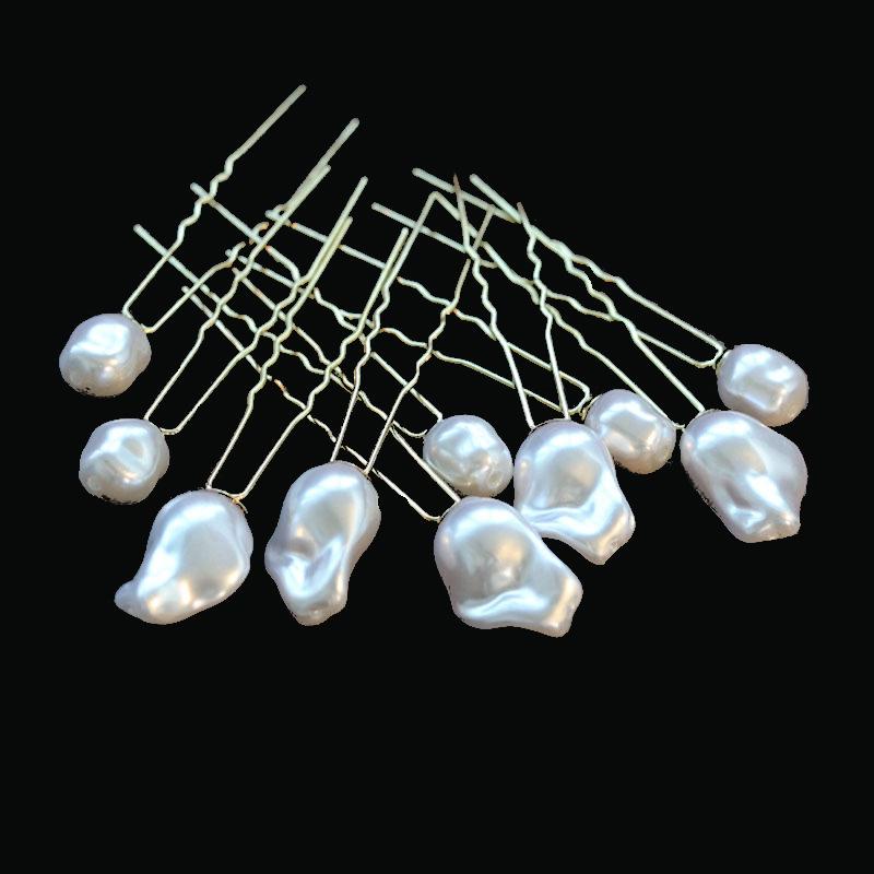 Eighteen-Piece Hairpin Set: Handmade Beaded Imitation Pearl Bridal Hair Accessories