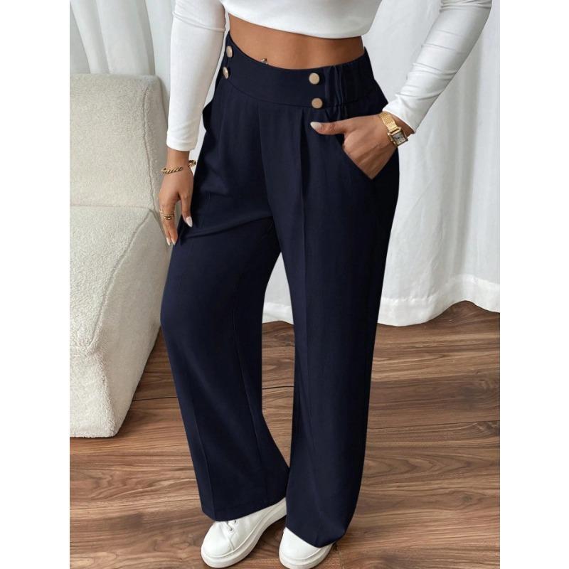 Pantaloni Eleganti da Donna a Vita Alta con Gamba Larga Comodi Casual o da Ufficio, Pantaloni dalla Vestibilità Rilassata