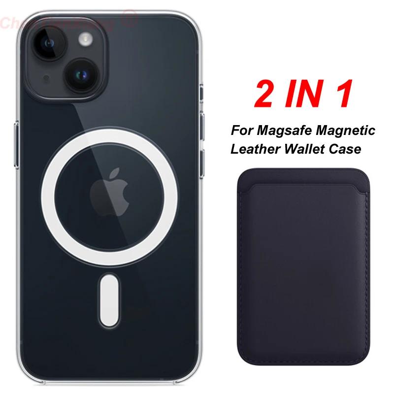Leather Wallet Card Holder Clear Cases For Apple iPhone 15 14 13 12 11 Pro Max Plus XS Max XR 8 7 Plus SE Magnetic Magsafe Cover