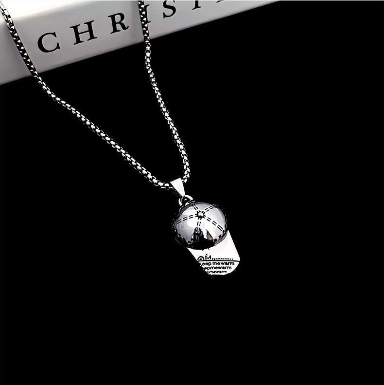Men's Stainless Steel Hip-Hop Duckbill Cap Necklace with Rock Baseball Hat Pendant
