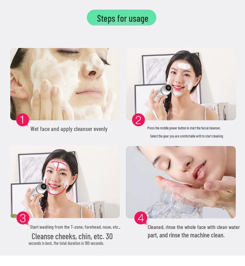 Electric Ultrasonic Waterproof Facial Cleanser and Brush