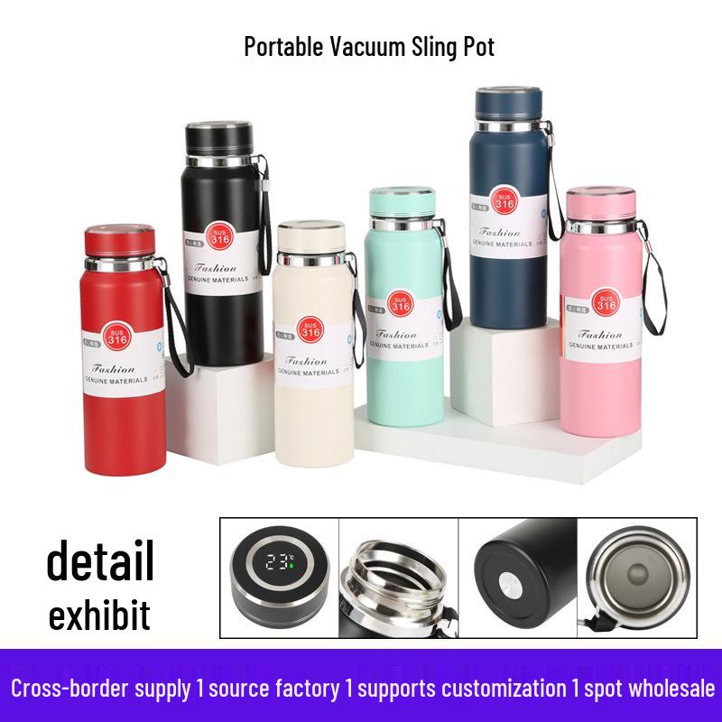 Premium 316 Stainless Steel Portable Sports Thermos with Tea Infuser and Lanyard