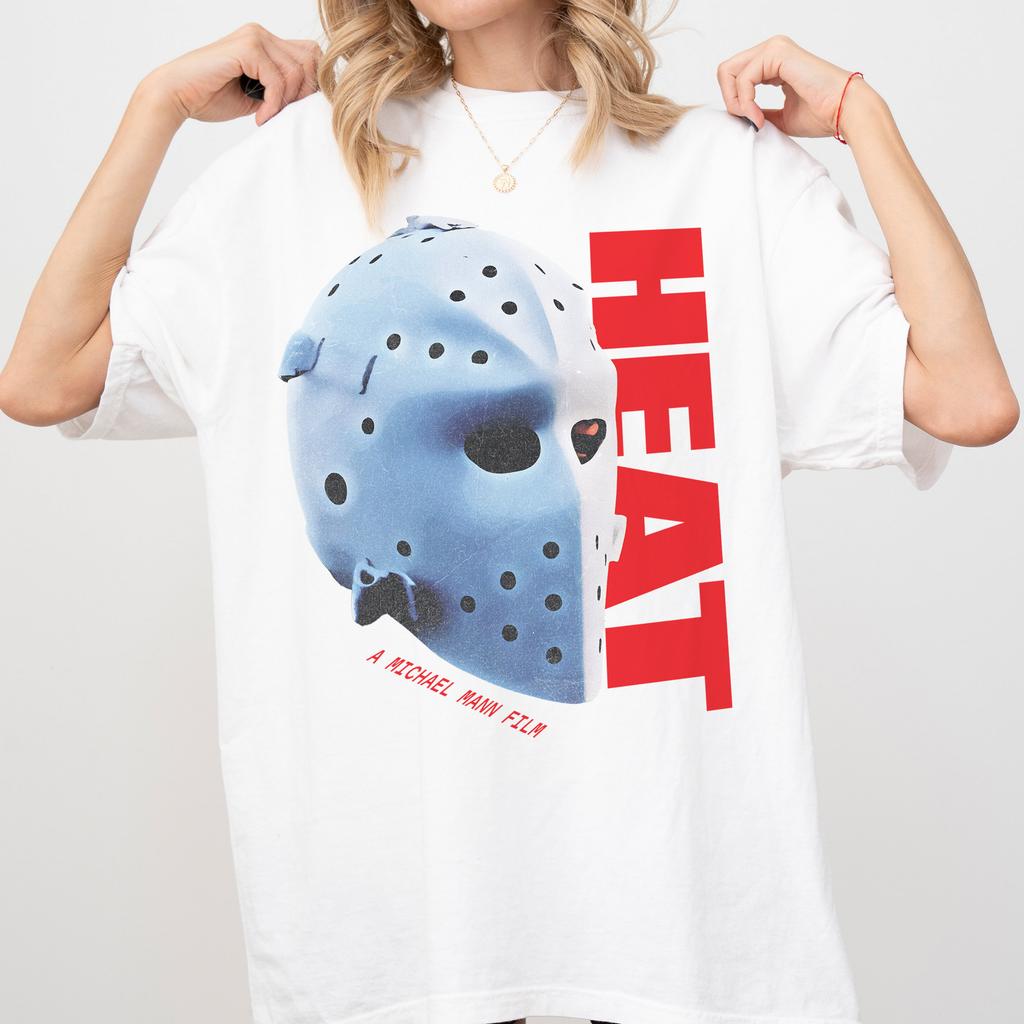 90s Action Movie TShirt Heat Hockey Mask Graphic Tee Summer Mens and Womens Loose and Breathable Tshirt Top