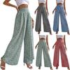 Damen Freizeithose, elastische hohe Taille, gerade Hose mit weitem Bein, Blumendruck, lockere Passform, Freizeithose für den Alltag