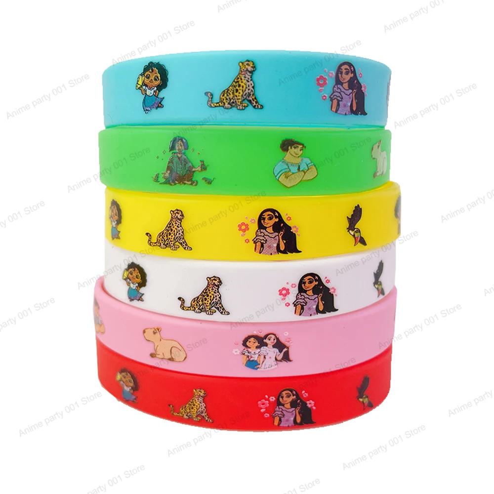 12pcs Moana Movie Bracelet Silicone Wristband Badge Encanto Princess Print Jewelry Party Kids Toy Gift