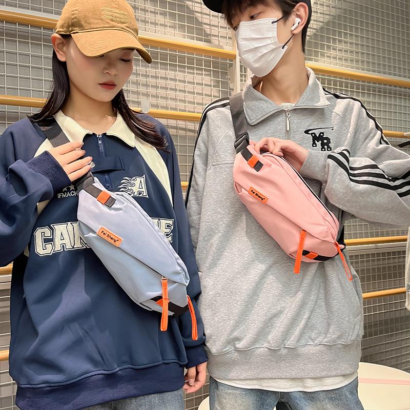 Versatile Chest Bag for Men Women Casual Sports Crossbody Bag Large Capacity Street Student Shoulder Bag Oxford Waist Bag