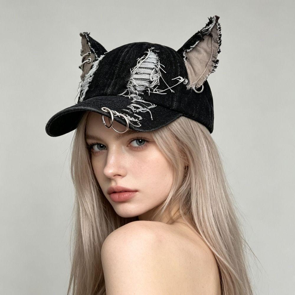 Distressed Details Baseball Cap Frayed Edges Wash Baseball Cap Hip Hop Baseball Cap Party Wear
