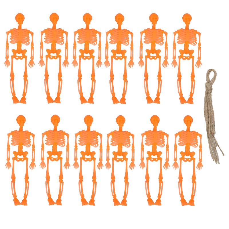 

12/6Pcs Halloween Skeleton with Rope Scary Hanging Plastic Skull Decoration for Home Garden Haunted House Horror Props Kids Gift 6Pcs оранжевый