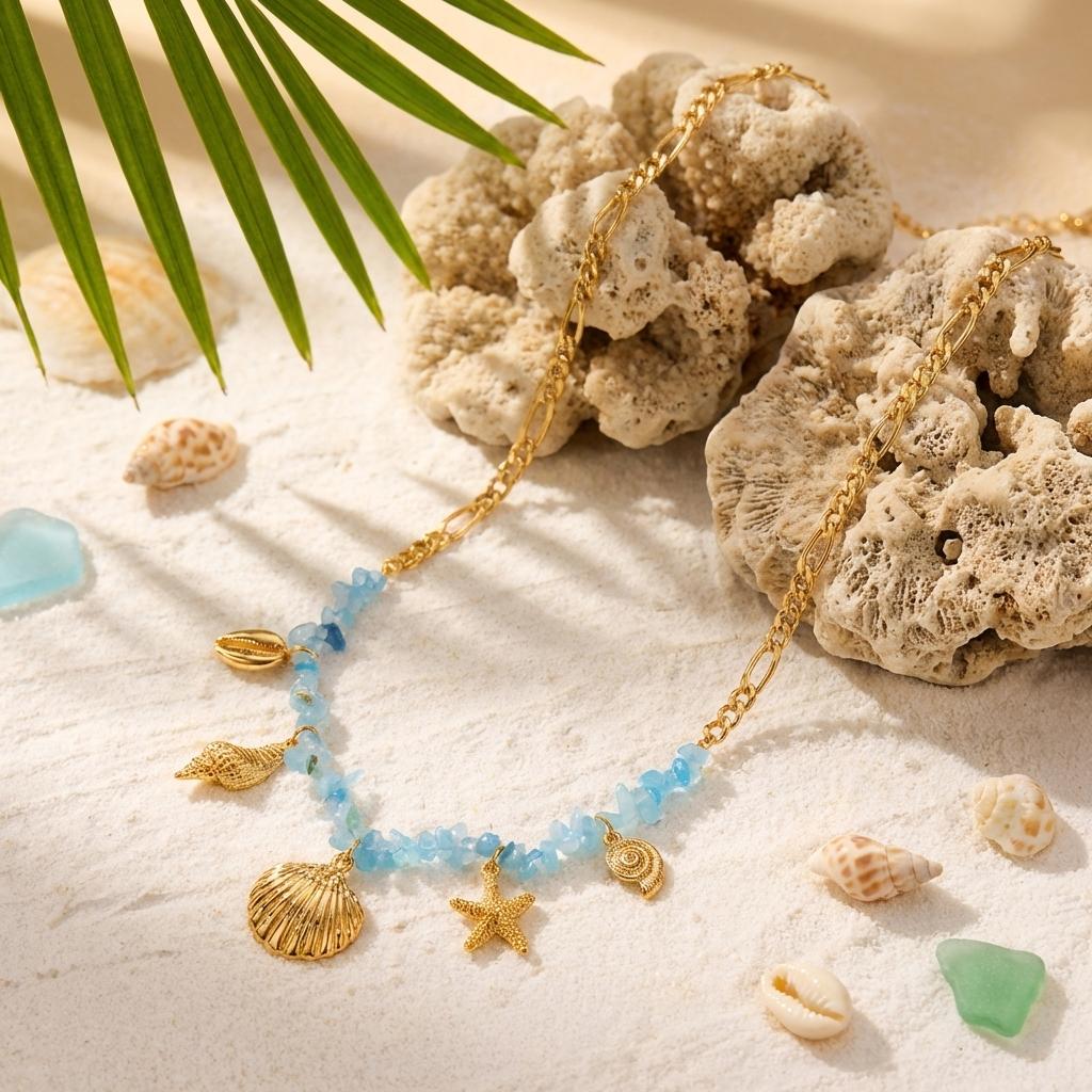 Vacation Ocean Series Shell Starfish Conch Pendant Necklace For Women Irregular Stones Coral Pearl Choker Beach Party Jewelry