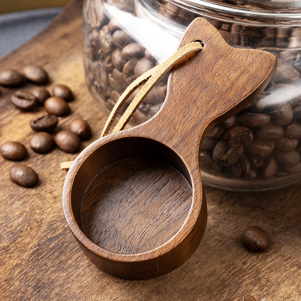 1PC Coffee Bean Solid Wood Measuring Spoon Walnut Wood Spoon Coffee Powder Wood Spoon Short Handle Coffee Spoon