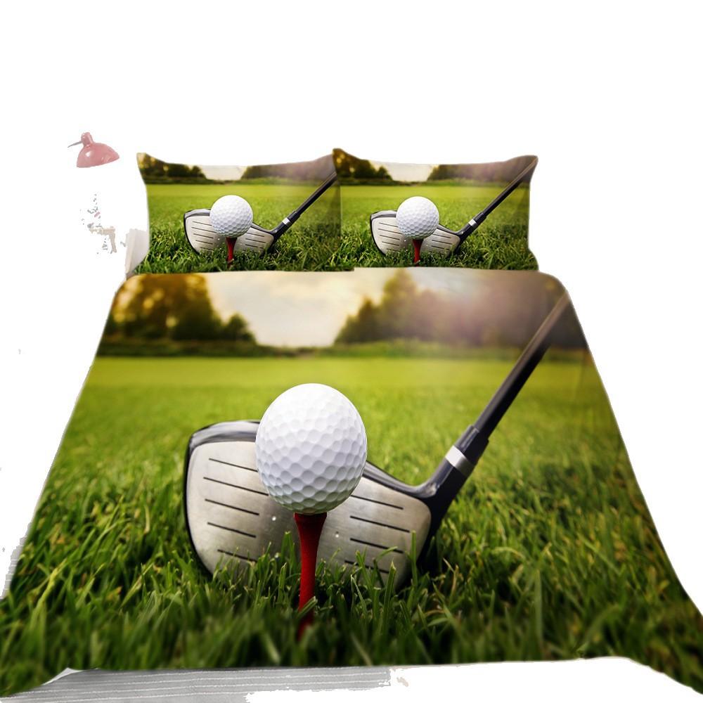 Shopify Polyester Bedding Three-Piece Golf Series Digital Printing