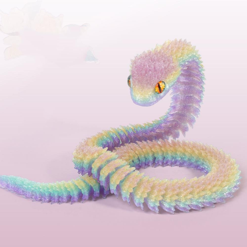 30/45/60cm 3D Printed Snake Toy Multicolor Simulation Snake Model Christmas