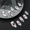 Gothic Style Press-On Nails With Hand-Painted Geometric Lines Black Holographic Effect Almond Shape Women