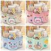 Large Capacity Rotating Storage Box Plastic Rotating Makeup Brush Cylinder  Desktop