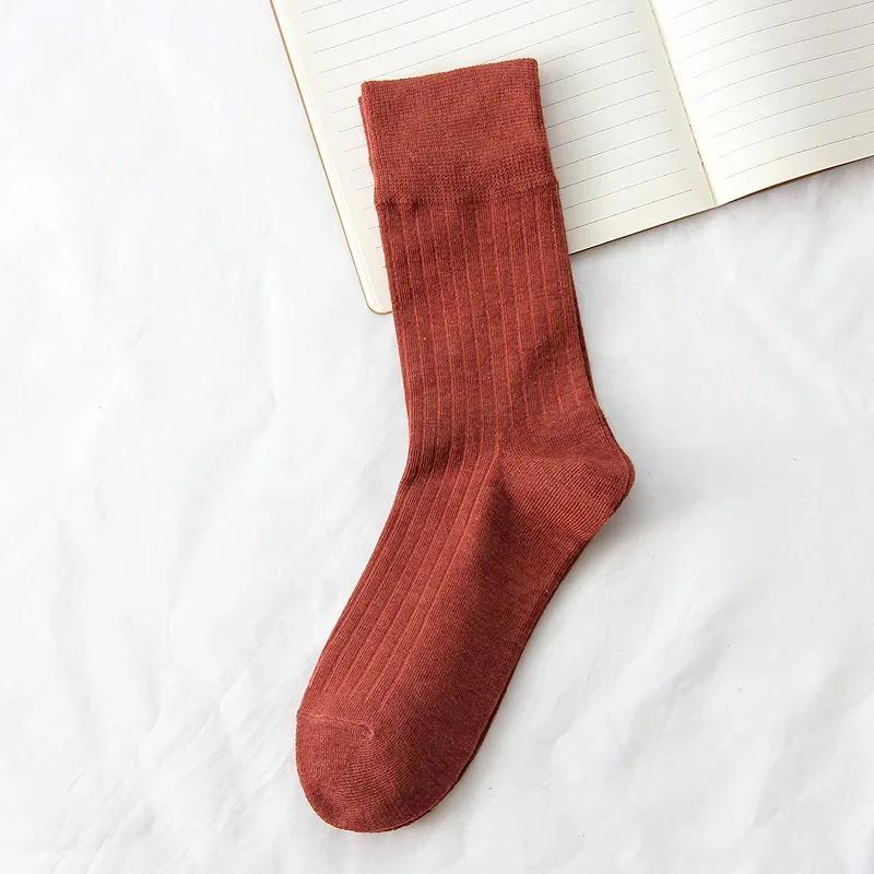 

Хлопковые вязаные женские носки Мода Харадзюку Ретро Леди Девушки Свободные Длинные Носки Весна Осень Однотонные Повседневные Мягкие Высокие Носки