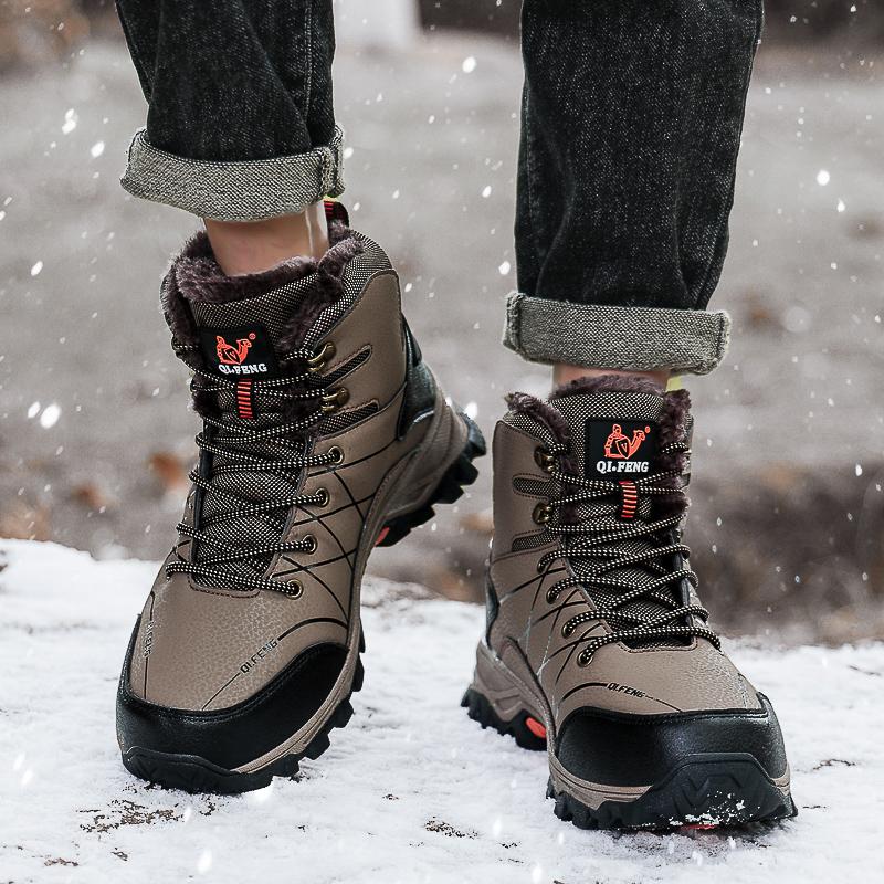 TUINANLE Men's Winter High-Top Cotton Shoes: Warm Velvet, Outdoor Mountaineering, Casual Sports Footwear.