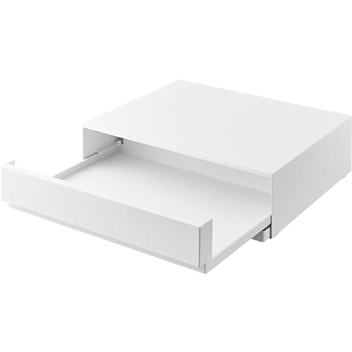 Yamazaki Tower Two-Way Kitchen Under-Appliance Drawer & Sliding Table, White, Approx. W45 X D39.3-64 X H13.5cm (17.7-24.7 Inches), with Sliding Shelf,