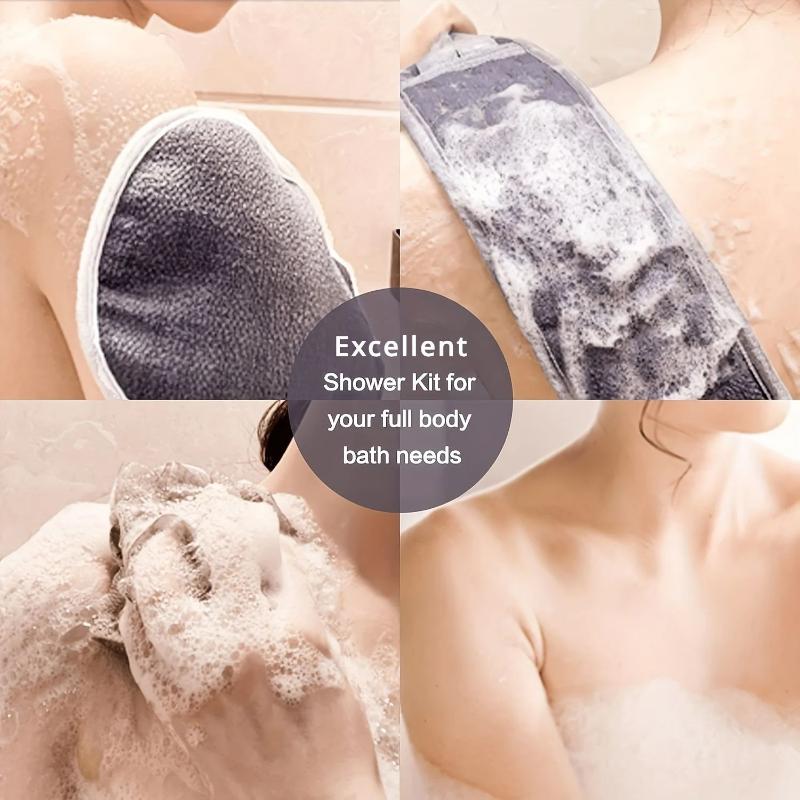 3Pcs Bath Towel Combination Set with Bath Ball Back Scrubber Quick Dry Shower Kit for Outdoor Camping Travel