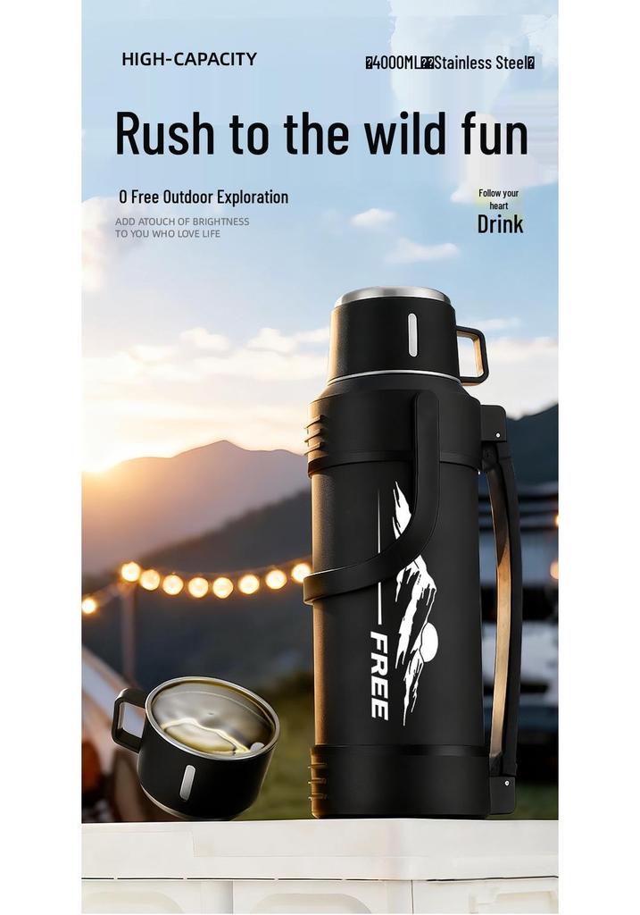 Large Capacity 316 Stainless Steel Insulated Thermos Flask with Portable Design for Outdoor and Travel Use