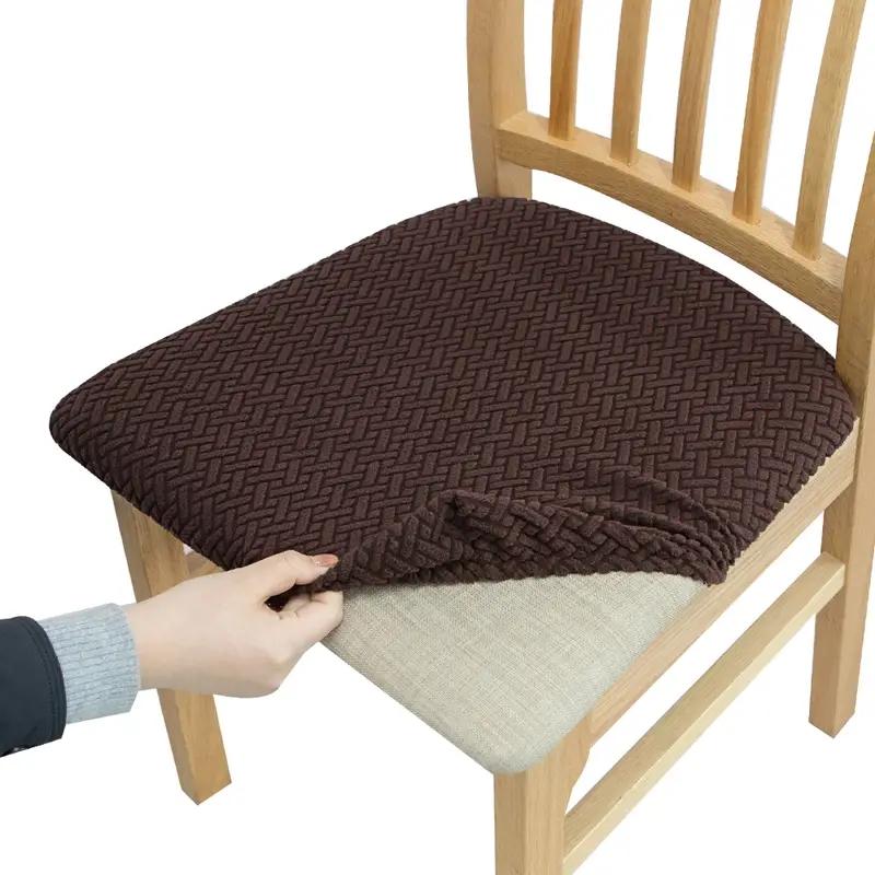 Jacquard Chair Seat Cover For Kitchen Dining Room Wedding Removable Stretch Elastic Dining Slipcovers Chair Cushion Cover 1PC