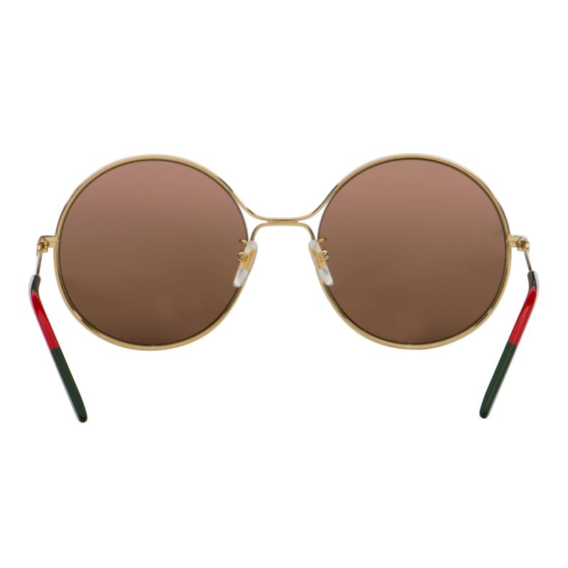 GUCCI Metallic Round Vintage Brown Lenses Gold-rimmed Sunglasses Women's