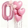 6pcs Romantic Pink Bow Heart Balloon 32Inch Birthday Party Balloons  For Engagements Wedding