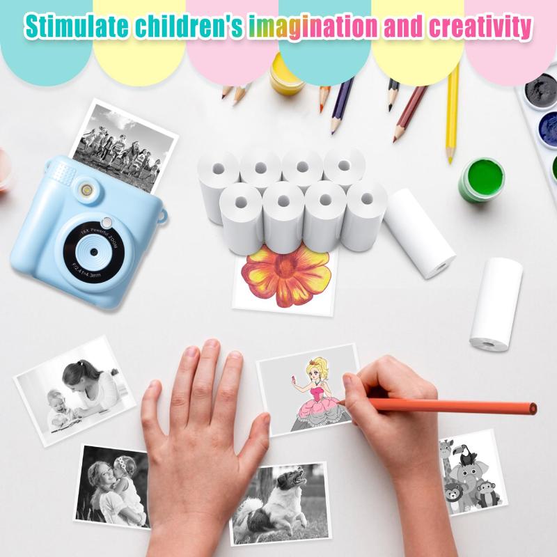 10 Rollen 57x25mm Weißes Thermopapier für Kinderkamera Sofortdruck Kinderkamera Druckpapier Ersatzzubehör