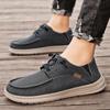 Men’s Outdoor Canvas Shoes Sneakers Driving Shoes Casual Khaki Wide Head Shoes for Farther Plus Size