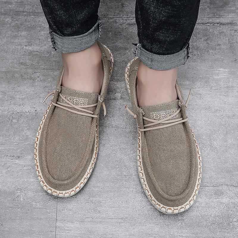 Men Lace-up Front Loafers British Casual Shoes Men's Breathable Business Shoes Flats Driving Shoes